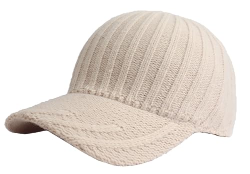 Casquette de baseball d'hiver en tricot unisexe beige avec visière