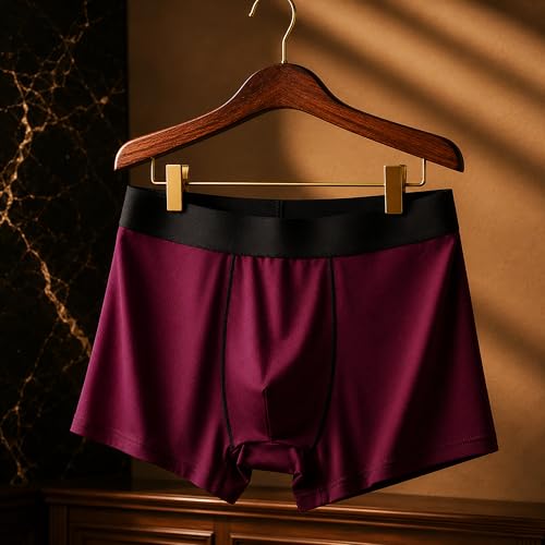 Image of Men's Extra Thin Elastic Underwear Long Comfortable Ice Silk Breathable Comfort Brief-Boxer-Trunks Imported Material Pack of 4