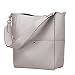 S-ZONE Women's Fashion Vintage Leather Tote Shoulder Bag Handbag Purse (Grey-White)