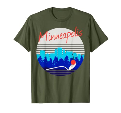 Minneapolis St Paul Twin Cities Minnesota MSP Souvenir T-Shirt, Men, Olive Green, Medium