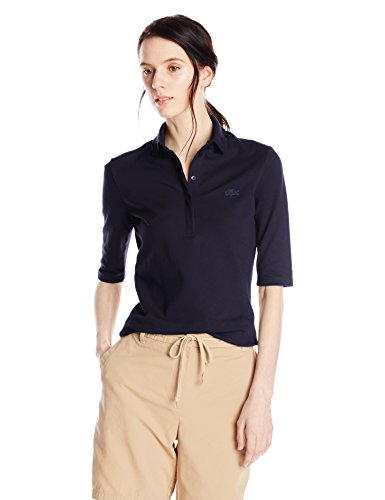 Lacoste Women's Classic Half Sleeve Slim Fit Stretch Pique Polo, Navy Blue 2