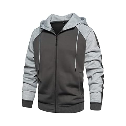 Wirltte Men's Zip Up Patchwork Hoodie Cover
