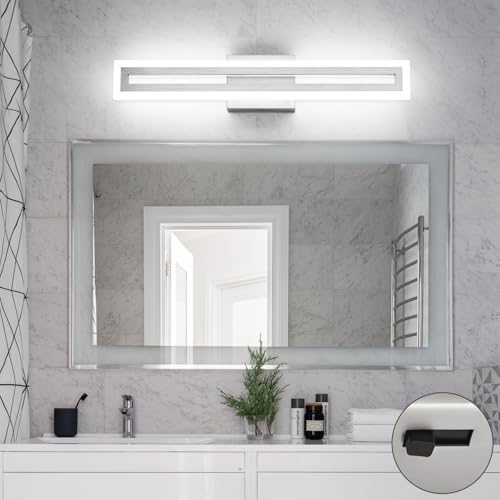Image of SOLFART Brushed Nickel Vanity Lights for Bathroom 5 Color Adjustable Dimmable 24 Inch Led Vanity Light 5CCT