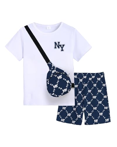Image of PureChapter Boys Summer Outfits Boys Short Sets Short Sleeve T Shirt Shorts Bag Kids Clothes Clothing Sets Teen 5-14