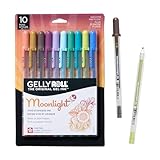 SAKURA Gelly Roll Moonlight 10 Pack, 06 Fine point, Earth & Jewel Tone Colors, Opaque Gel Pens, Creamy Smooth Ink, Writes on Dark Paper