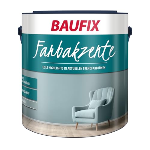 BAUFIX Farbakzente horizontblau, seidenmatt, 2.5 Liter, Bunte Wandfarbe, für Wände und Decken innen, lichtecht, strapazierfähig, hohe Deckkraft