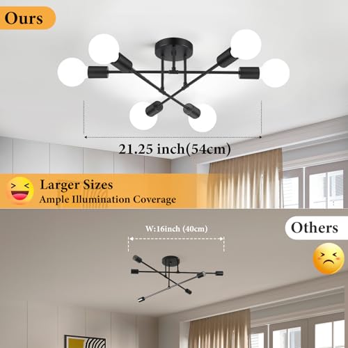 image for Bosceos Modern Sputnik Chandelier 6-Light Industrial Ceiling Lights Fi