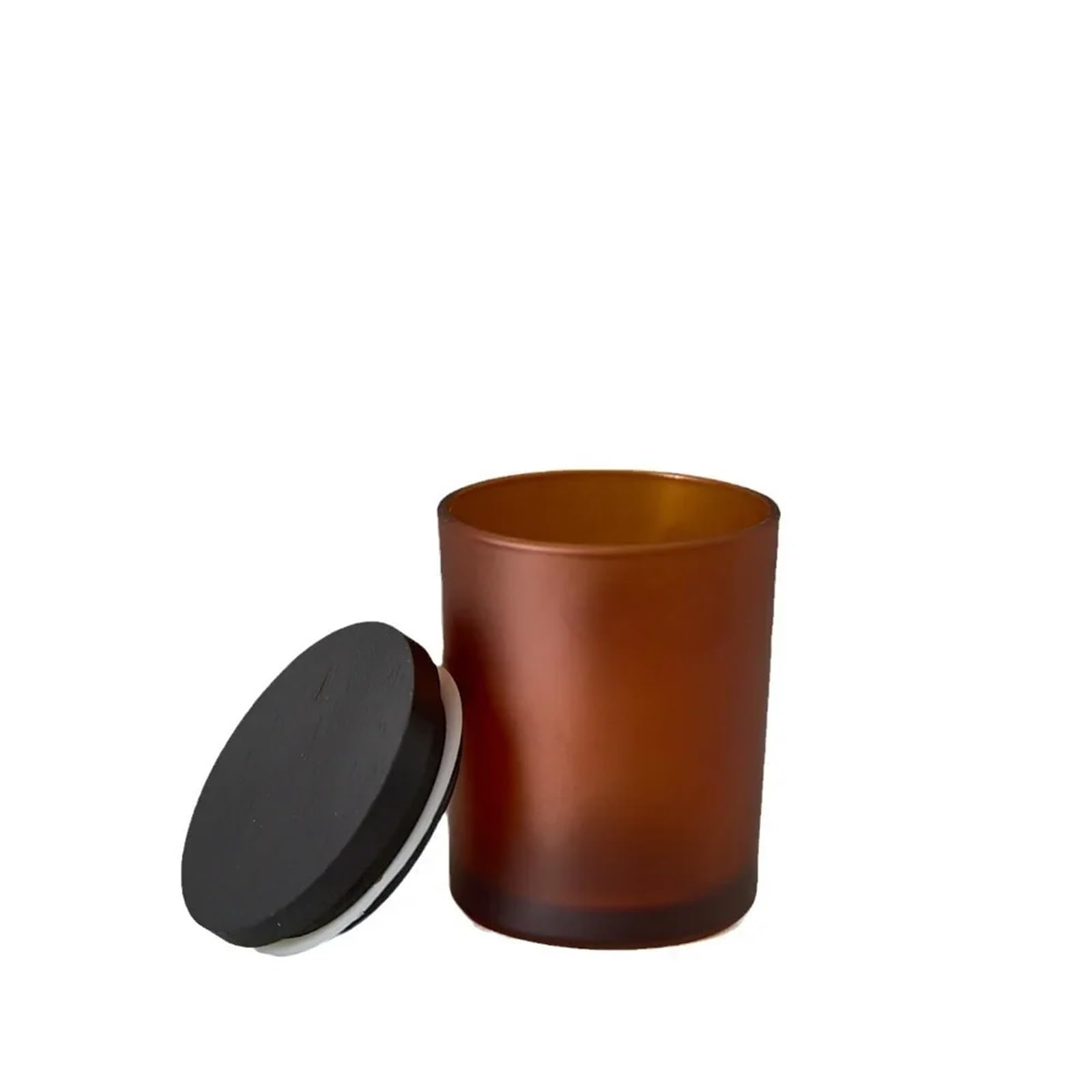 Świeca puszkowa matowa ciemnobrązowa szklana świeca sojowa słoik z drewnianą pokrywką, przytulne akcesorium do dekoracji domu (400 ml)