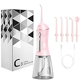 Water Dental Flosser Pick for Teeth Portable Oral Irrigator Rechargeable Travel Irrigation Cleaner 320ML Electric Flossing, IPX8 Waterproof, Waterproof Flossing Cleaning Picks for Home Travel (Pink)