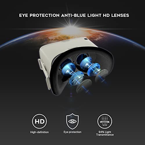 Image of DESTEK V5 VR Headset for Phone w /VR Gamepad, 128 Premium VR apps Included, Anti-Blue Eyes Protected HD Lenses, 110 FOV Virtual Reality Headsets for iPhone, Android Phone - Desertwhite