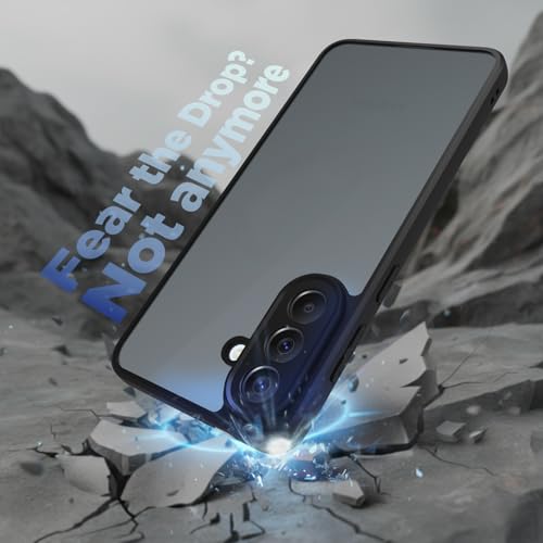 Image of RIGGEAR Shockproof Sleek Hybrid Armor Back Cover Case for Samsung Galaxy A57 5G (Smoke Black Matte PC + Black TPU Bumper)