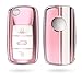 Produktbild kwmobile Autoschlüssel Hülle kompatibel mit VW Skoda Seat 3-Tasten Autoschlüssel - TPU Schlüsselhülle Cover Rallystreifen Sidelines Weiß Hochglanz Rosegold