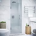 ANZZI 72" x 24" Frameless Shower Door in Brushed Nickel,Water Repellent Glass Shower Door with Seal Strip Parts and Handle, 3/8 Glass Hinged Shower Door with Handle (SD-AZ09-01BN)