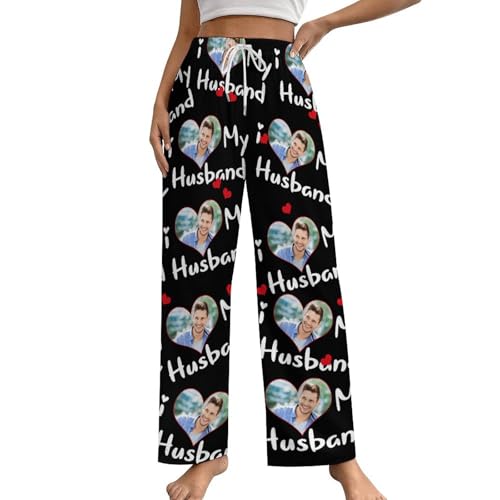 Personalized Couples Matching Pajamas Shorts, Custom Photo Face Shorts Pj Sleep Bottoms Set for Couples Valentine's Day Gifts3