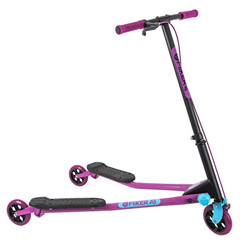 Yvolution Y Fliker Air A3 Kids Drifting Scooter | Swing Scooter for Boys and Girls Age 7+ Years, Purple