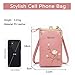 PORRASSO Fashion Phone Bag Crossbody Bag Women Purse Shoulder Bag with Card Slots Leather Mini Wallet Dark Pink