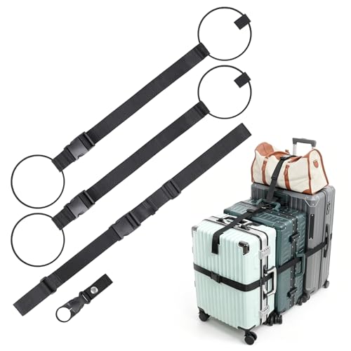 Vigorport Luggage Straps for Suitcases 3 PCS Adjustable Elastic Tick Rope