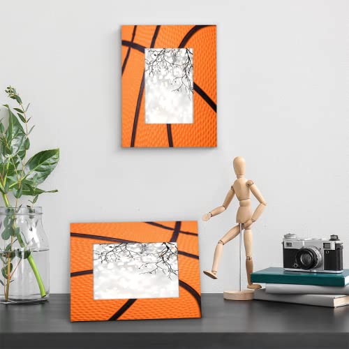 Auuxva 5 X 7 Picture Frames Wood, Basketball Texture Photo Frames Collage For Wall Or Tabletop Home Decorative Sport Basketball Display 4.6X6.6 Photos With Mat Or 5X7 Without Mat #TOP4