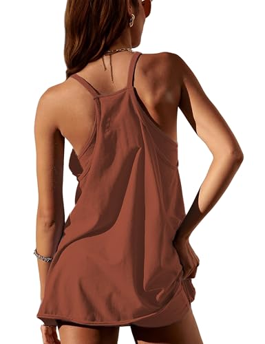 Image of Womens Sleeveless Athletic Hot Shot Mini Dress with Built-in Shorts