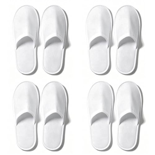 Disposable Slippers for Guests, 4 Pairs Individually Packaged White Universal Soft Disposable Slippers for Hotel, Spa, Travel, Party and Shoeless Home Use