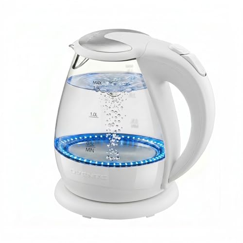 OVENTE 1.5L Glass Electric Kettle Water Boiler, White KG845W