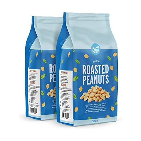 Amazon Brand - Happy Belly Roasted and Salted Peanuts 2x500g Cover