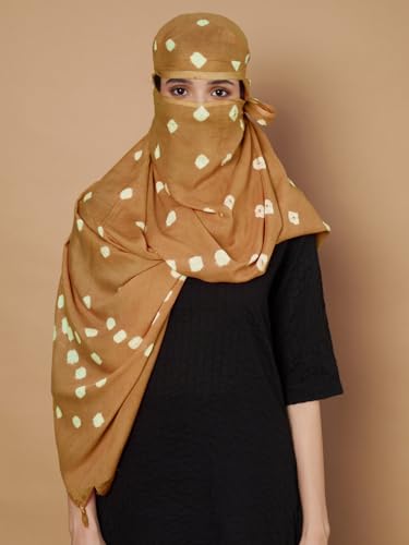 Image of Women's Cotton Rayon Bandhani Print Dupatta with Tassels 2.25 Meters | Women's cotton printed dupatta with tassels.