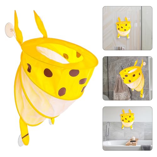 Accessoire rangement suspendu jouets de bain en polyester jaune structure rigide et pliable - 7