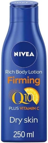 Q10 Firming Rich Body Lotion with Vitamin C (250ml), Firming Body Cream with Q10 and Vitamin C, NIVEA Moisturiser for Firmer Skin,