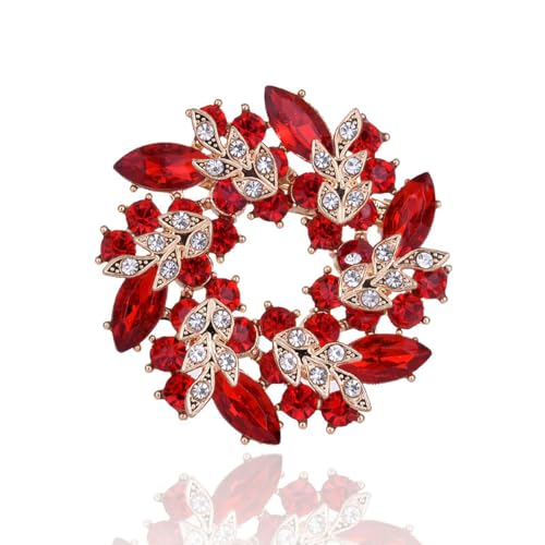 Image of Rhinestone Flower Brooch for Women Crystal Wreath Brooch Pin Stylish Big Flower Brooch Rhinestone Crystal Bauhinia Flower Wreath Brooch Elegant Clothing Hat Bag Accessories Christmas Wedding Bridal Birthday Jewelry