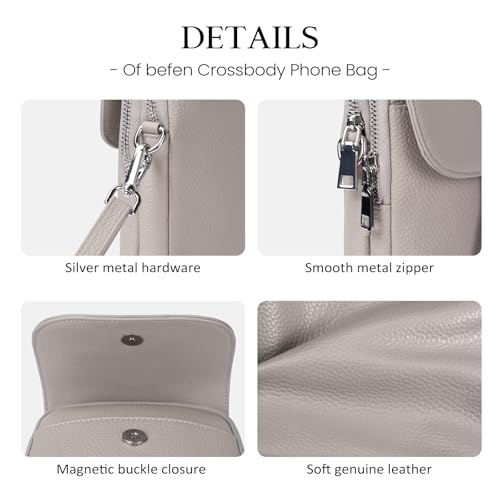 Image of befen Genuine Leather Small Crossbody Bags for Women Cell Phone Purse | Real Leather, RFID Blocking Card Slots, Multi Pockets, Cell Phone Bag, Travel Purse, Anti Theft