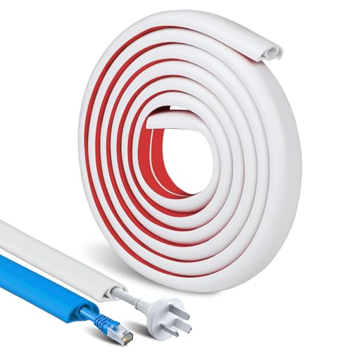 DBREAKS Canaleta Cables Pared Adhesivo 2M, Esconder Cables Tapa Cables Pared de PVC Flexible, Canaletas para Cableado, para hogar, Oficina, Escuela, 15mm×10mm Blanco