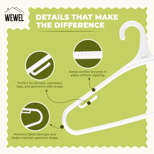 Image of WEWEL 40 Pcs Premium Hangers for Hanging Clothes (Matt Finish)(Bendless Design)(White | 40)