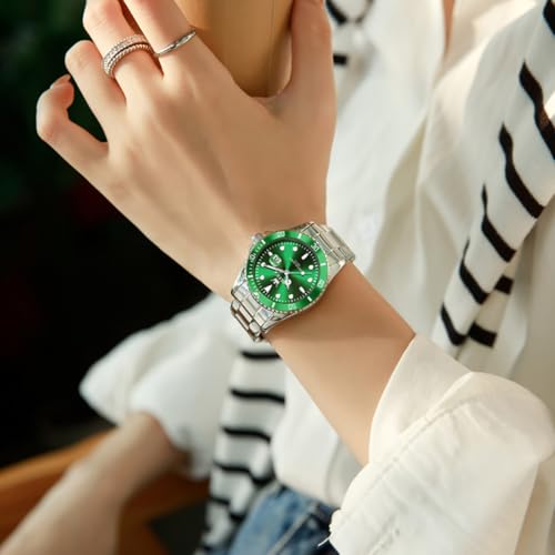 Image of OLEVS Womens Watch Classic Dress Number Female Watches for Ladies Analog Quartz Stainless Steel Waterproof Luminous Day Date Two Tone Easy to Read Wristwatch