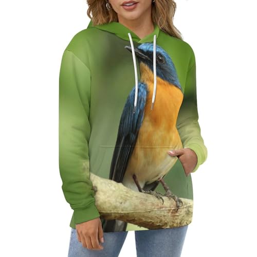 Sweats à capuche oiseau de la branche pull manches longues