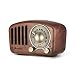 Mifine Portable Rechargeable FM Radio - Walnut Wood Small Radio Bluetooth 4.2 Wireless Speakers with Super Bass Subwoofer, Mini Radio Supports AUX TF Card MP3 Player
