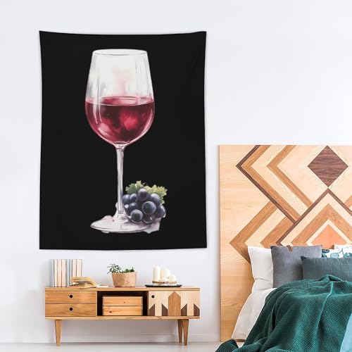 Tapiz de pared de uvas estético con caída vertical elegante para dormitorio 4