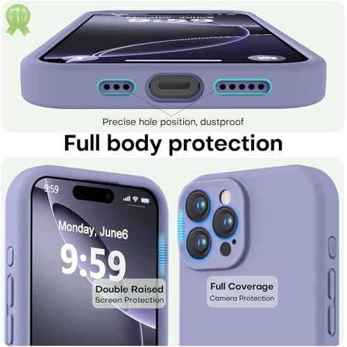 Image of LOVE 3000 Designed for iPhone 16 Pro Max Case, Premium Silicone with [Soft Anti-Scratch Microfiber Lining] Shockproof Protective Phone Case for Men Women Girls 6.9 inch, Lavender Grey
