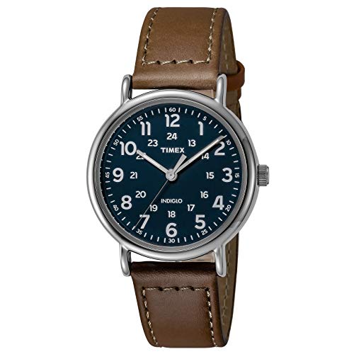 Timex Men's Weekender 40mm Quartz Analog Watch with Leather Strap, Brown, 20 (Model: TW2R42500)