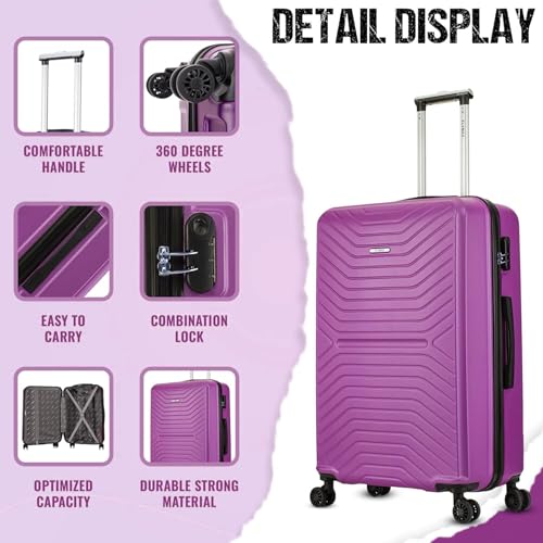 55x35x20 Cabin Suitcase Carry on Suitcase Hard Shell Hand Luggage Cabin Bag Case Approved For Ryanair EasyJet 2 Small Fits 8kg 10kg 35 Litre Capacity + 3 Digit Lock + Telescopic Handle Cabin Luggage - Image 5