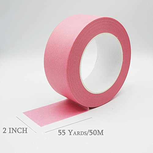 Image of 2 Inch Masking Tape Pink Painters Tape, Pink Paper Tape for Arts DIY Crafts Painting Labeling Decoration School Projects Home Office, 2 inch x 55 Yards