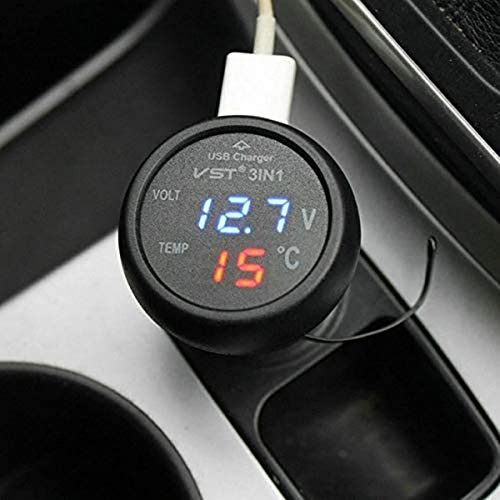 QUMOX 3 in 1 Multifunction Car USB 3.0 17.5W VST Fast Charger Thermometer Voltmeter Digital Meter Monitor 3.5A USB Charger For Mobile Phone - Image 4