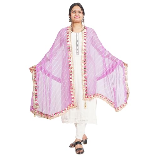 IGH Elegant Rajasthani Leheriya Dupatta – Traditional Tie-Dye Design Return Gift, Weddings Gift, Women's Gift (1 Pcs)4