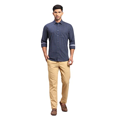 Image of Colorplus Men's Pure Cotton Checks Pattern Tailored Fit Spread Collar Full Sleeve Casual Shirt