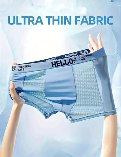 Hello Mesh Mens Underwear, 4PCS Low Rise Boxer Briefs for Men, Hello Underwear Mens Breathable Trunks3