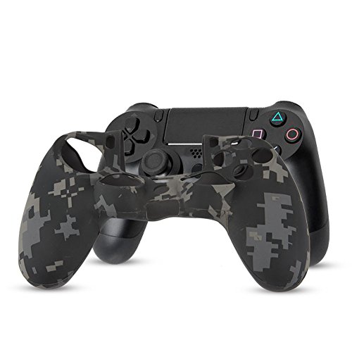 Diyeeni Schutzhülle für PS4-Controller, Silikon-Schutzhülle Camouflage-Muster, Anti-Rutsch Schutzhülle Set, Ersatz-Gehäuse Weiche Hüllen Abdeckung für PS4(grau)