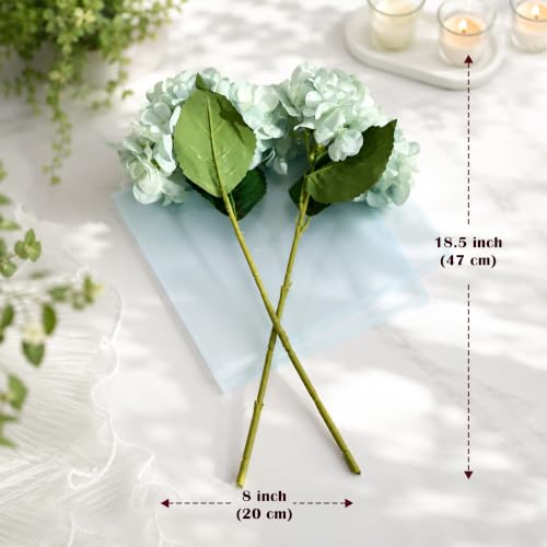 Image of Art Street Artificial Blue Hydrangea Flower Stick for Vases| Faux Flowers| Ideal for Home Decor |Items for Living Room |Christmas Day, New Year Decor| 6 Head Flower|Size: 18 Inch (Set of 2)