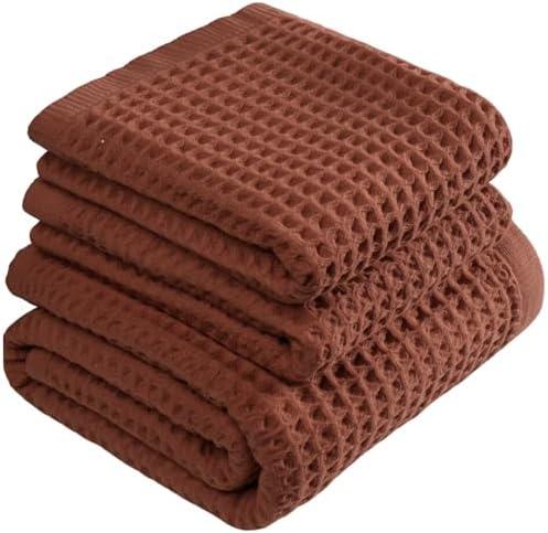 DEMMEX Organic Cotton Waffle Weave Turkish Towel Set for Bathroom...