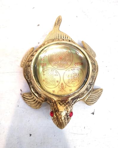 Plato Yantra de tortuga Feng Shui decorativa de latón dorado para armonía en el hogar 2