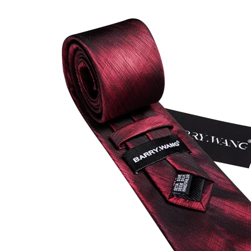 Image of Barry.Wang Silk Men Ties Formal Stripes Necktie and Tie Clip for Wedding Party Business Fashion Classic